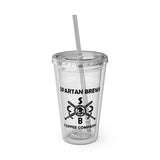 Spartan Brews Cold Drink Tumbler with Straw, 16oz