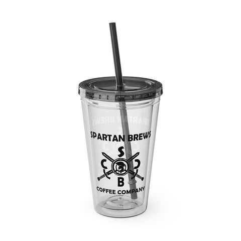 Spartan Brews Cold Drink Tumbler with Straw, 16oz